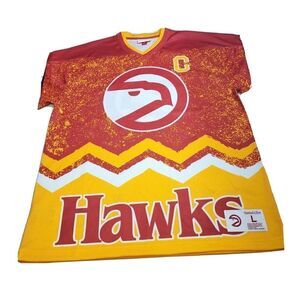 Men's Mitchell & Ness Throwback Atlanta Hawks 3/4 Sleeve Jersey Size LARGE